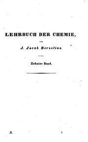Cover of Lehrbuch der Chemie by Jöns Jacob Berzelius
