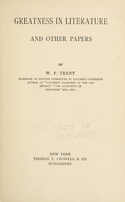 Cover of Greatness in literature by William Peterfield Trent