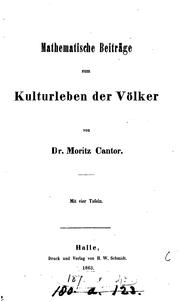 Cover of Mathematische beiträge zum kulturleben der völker by Moritz Benedikt Cantor