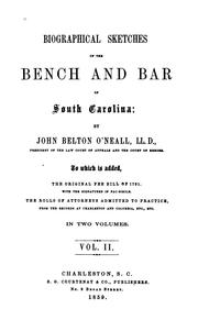 Cover of Biographical sketches of the bench and bar of South Carolina by O'Neall, John Belton
