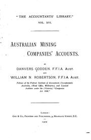 Front cover of Australian mining companies' accounts by Danvers Godden