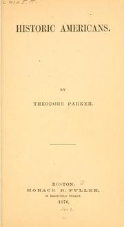 Cover of Historic Americans by Theodore Parker