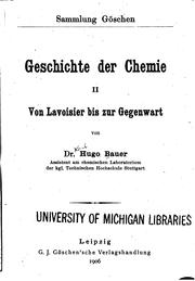 Cover of Geschichte der chemie by Bauer, Karl Hugo