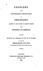 Front cover of Problems in the different branches of philosophy by Miles Bland