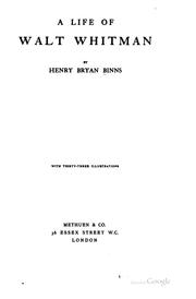 Front cover of A life of Walt Whitman by Henry Bryan Binns