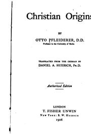 Cover of Christian origins by Pfleiderer, Otto