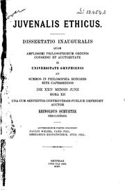 Cover of Juvenalis ethicus .. by Reinhold Schütze
