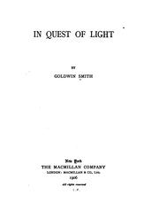 Front cover of In quest of light by Goldwin Smith