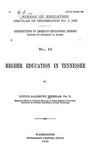 Front cover of Higher education in Tennessee by Lucius Salisbury Merriam