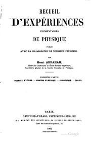 Front cover of Recueil d'expériences élémentaires de physique by Henri Azariah Abraham