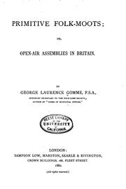 Cover of Primitive folk-moots by George Laurence Gomme