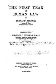 Front cover of The first year of Roman law by Fernand Bernard