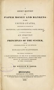 Cover of A short history of paper money and banking in the United States by William M. Gouge