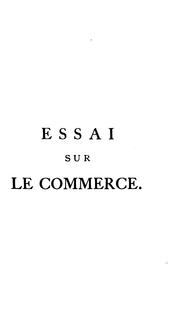 Cover of Essai sur le commerce by Richard Cantillon