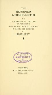 Front cover of The reformed librarie-keeper by John Dury