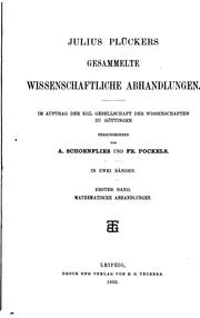 Cover of Julius Plückers gesammelte wissenschaftliche Abhandlungen by Julius Plücker