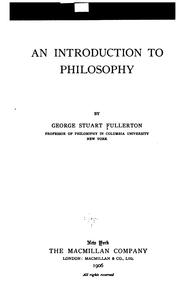 Front cover of An introduction to philosophy by Fullerton, George Stuart