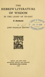 Cover of The Hebrew literature of wisdom in the light of to-day by Genung, John Franklin