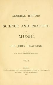 Cover of A general history of the science and practice of music by Sir John Hawkins