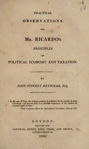 Front cover of Practical observations on Mr. Ricardo's Principles of political economy and taxation by John Stuckey Reynolds
