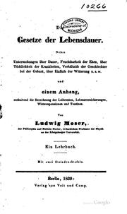 Cover of Die Gesetze der Lebensdauer by Ludwig Ferdinand Moser