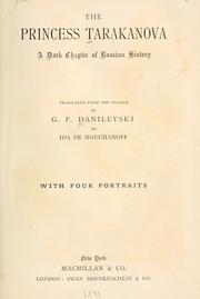 Front cover of The Princess Tarakanova by Grigory Petrovich Danilevsky