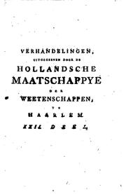 Front cover of Verhandelingen by Hollandsche Maatschappij der Wetenschappen.