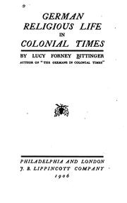 Front cover of German religious life in colonial times by Lucy Forney Bittinger