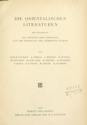 Cover of Die orientalischen literaturen by Schmidt, Erich