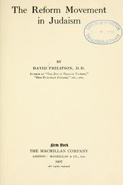 Front cover of The reform movement in Judaism by David Philipson