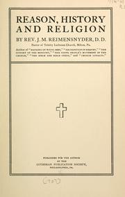 Front cover of Reason, history and religion by John Milton Reimensnyder