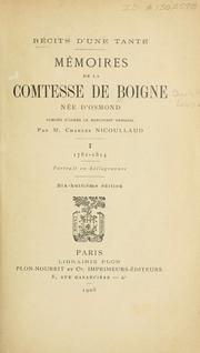 Front cover of Récits d'une tante by Boigne, Louise-Eléonore-Charlotte-Adélaide d'Osmond comtesse de