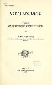 Cover of Goethe und Dante by Sulger-Gebing, Emil