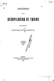 Front cover of Antecedentes de la Recopilacion de Yndias by Victor M. Maurtua