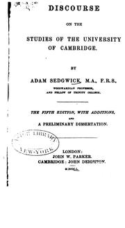 Cover of A discourse on the studies of the University of Cambridge by Sedgwick, Adam