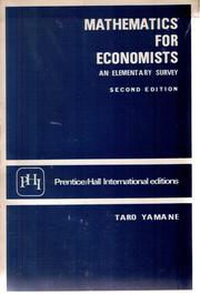 Front cover of Mathematics for economists by Taro Yamane
