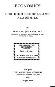 Cover of Economics for high schools and academies by Frank W. Blackmar