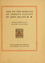 Front cover of Ode on the morning of Christ's nativity by John Milton