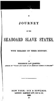 Cover of A journey in the seaboard slave states by Frederick Law Olmsted, Sr.