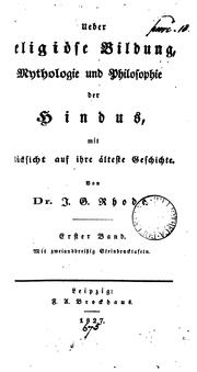 Front cover of Ueber religiöse bildung, mythologie und philosophie der Hindus by J. G. Rhode