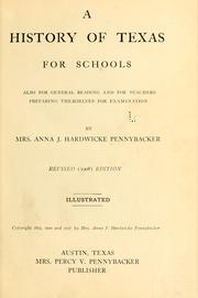 Front cover of A history of Texas for schools by Anna J. Hardwicke Pennybacker