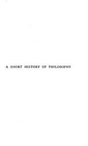 Front cover of A short history of philosophy by Archibald Browning Drysdale Alexander