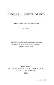 Front cover of English psychology by Théodule Armand Ribot