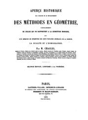 Cover of Aperçu historique sur l'origine et le développement des méthodes en géométrie by Michel Chasles