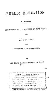 Front cover of Public education by Kay-Shuttleworth, James Sir