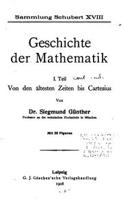 Cover of Geschichte der Mathematik ... by Siegmund Günther