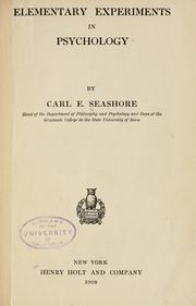 Cover of Elementary experiments in psychology by Carl E. Seashore