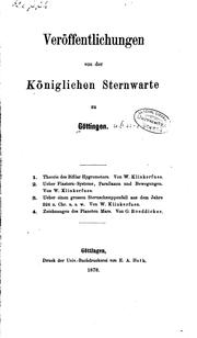 Front cover of Veröffentlichungen von der Königlichen Sternwarte zu Göttingen .. by Göttingen (Germany). Universität. Sternwarte.