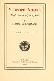 Front cover of Vanished Arizona by Summerhayes, Martha
