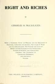 Cover of Right and riches by Charles Orville McCasland